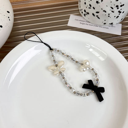 Black Beaded Phone Charm
