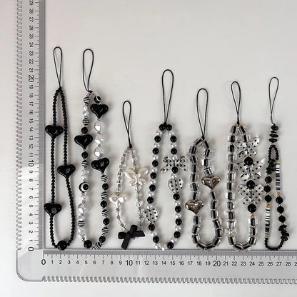 Black Beaded Phone Charm