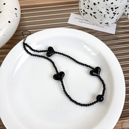 Black Beaded Phone Charm