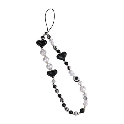 Black Beaded Phone Charm