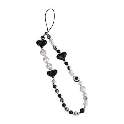 Black Beaded Phone Charm