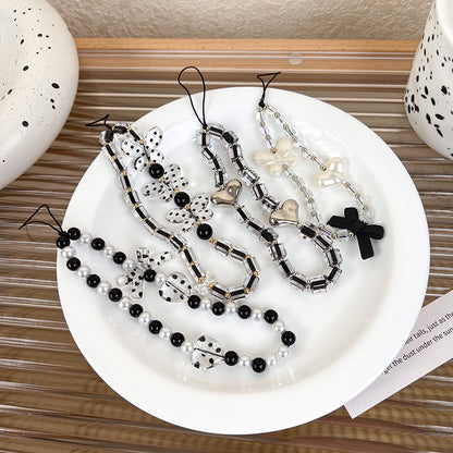 Black Beaded Phone Charm