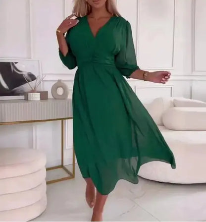 Elegant V-Neck Chiffon Dress