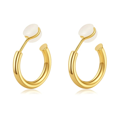 Chunky Gold Clip On Hoop Earrings for Women 14K Gold Plated Non Pierced Tube Hoops Hypoallergenic Minimalist Adjustable No Piercing Fake Earrings