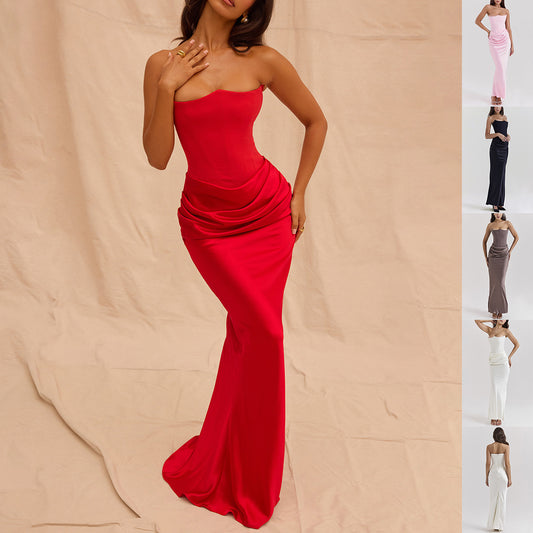 Elegant Backless Tube Dress – Sexy Long Evening Gown for Women | Prom, Party, Formal