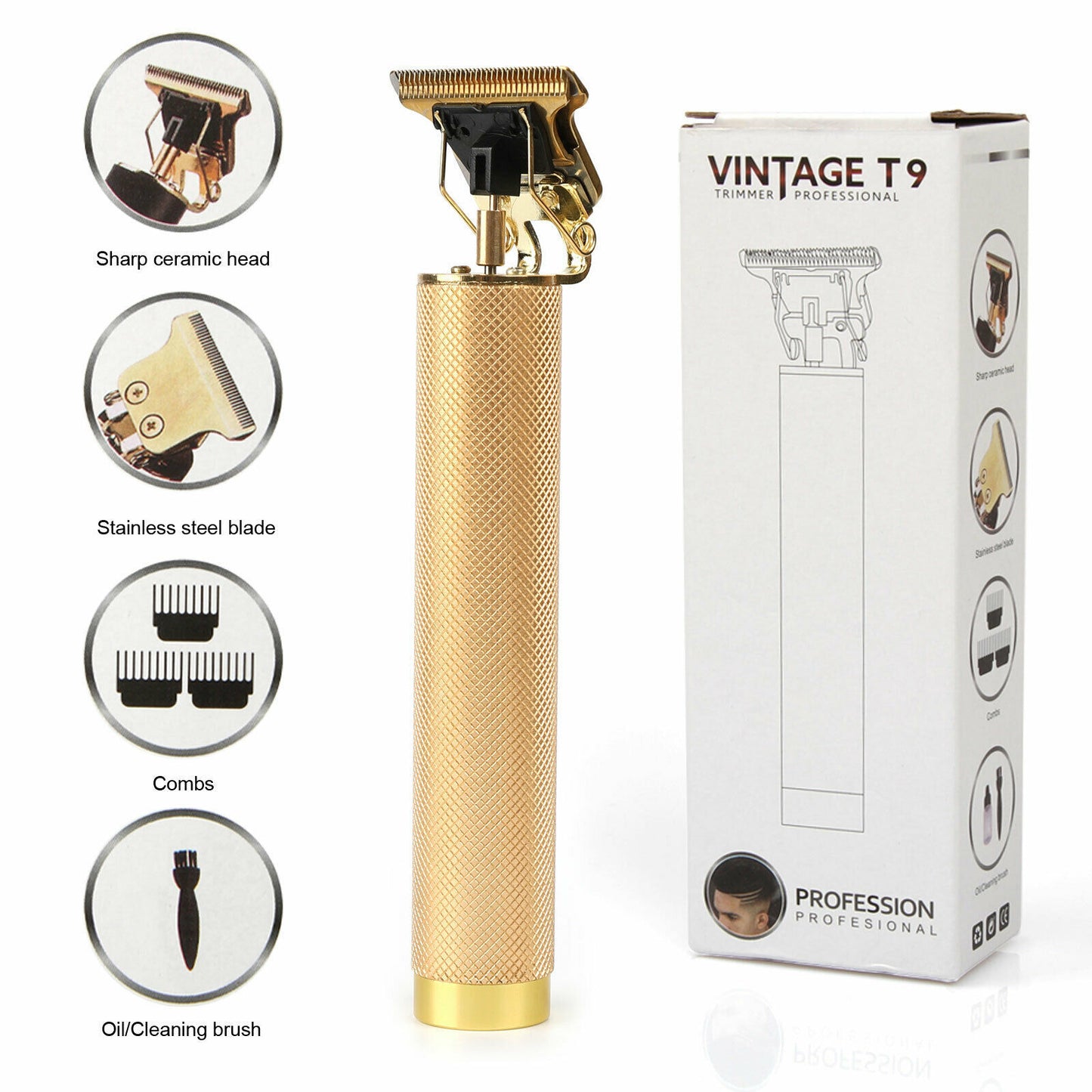 Professional Cordless T-Blade Hair Trimmer for Men – Zero Gapped, Rechargeable, Precision Beard & Hair Clippers