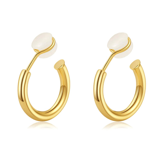 Chunky Gold Clip On Hoop Earrings for Women 14K Gold Plated Non Pierced Tube Hoops Hypoallergenic Minimalist Adjustable No Piercing Fake Earrings