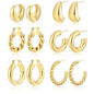 Dodder Gold Chunky Hoop Earrings for Women | 14K Gold Plated Lightweight Twisted Thick Open Hoop Earrings Set (Gold)