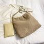 Versatile Straw Woven Chain Crossbody Bag